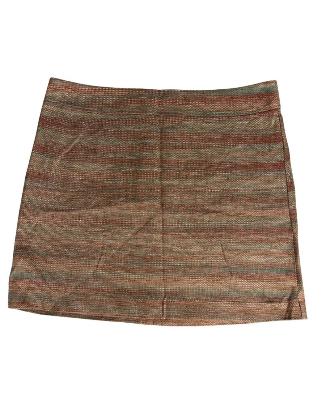 Ann Taylor Loft Womens Textured Woven Skirt 14 Brown Teal Office Casual Travel
